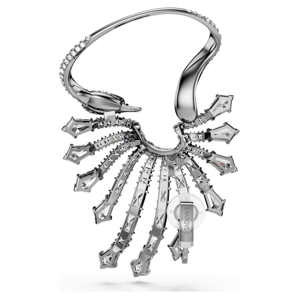 Swarovski The Vienna Collection ear cuff Swan, White, Ruthenium plated