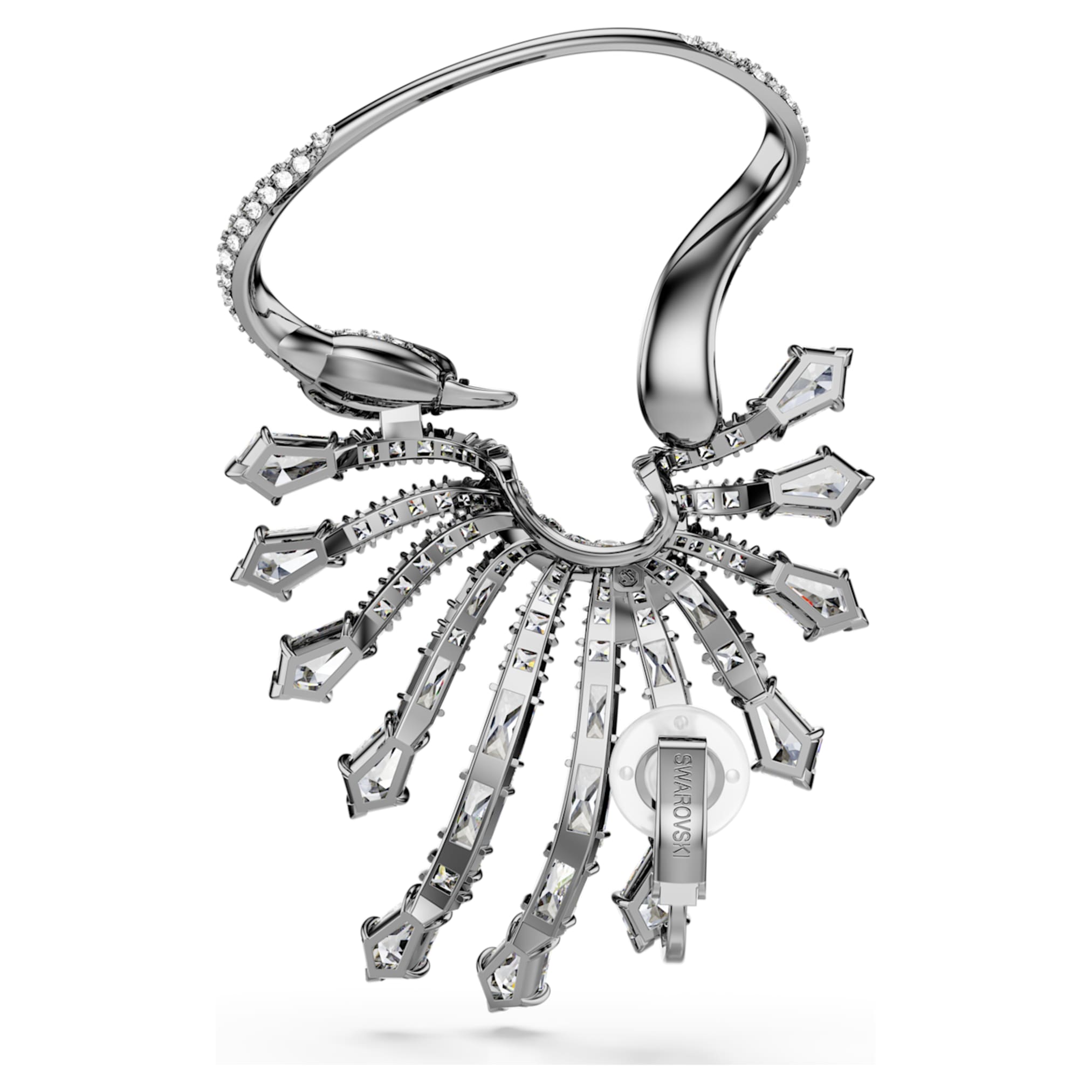 Swarovski The Vienna Collection ear cuff Swan, White, Ruthenium plated