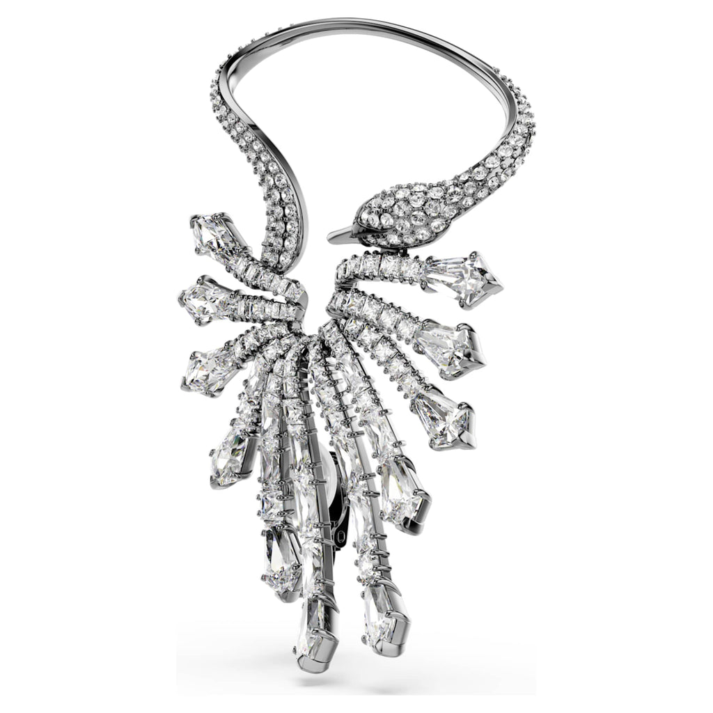 Swarovski The Vienna Collection ear cuff Swan, White, Ruthenium plated