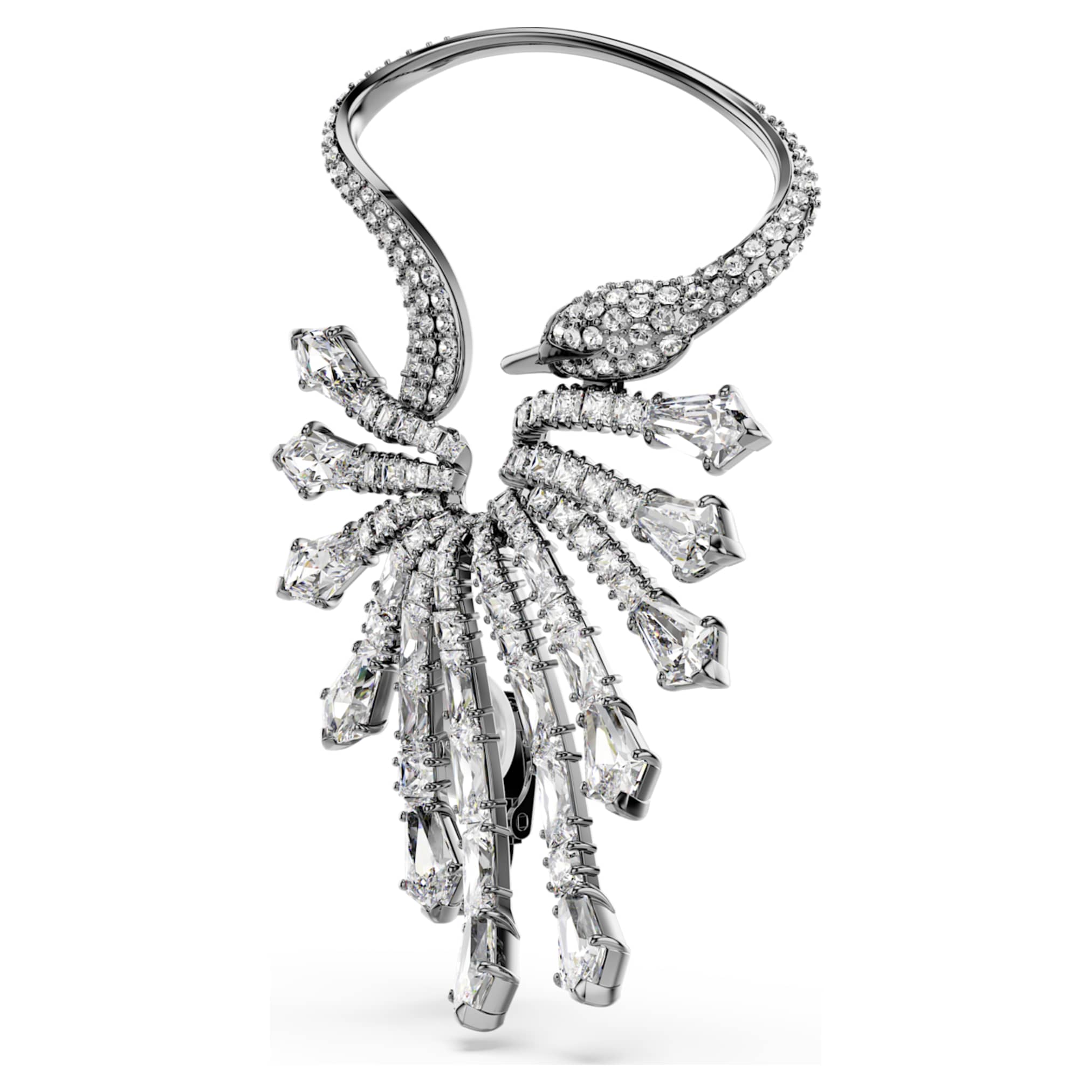 Swarovski The Vienna Collection ear cuff Swan, White, Ruthenium plated