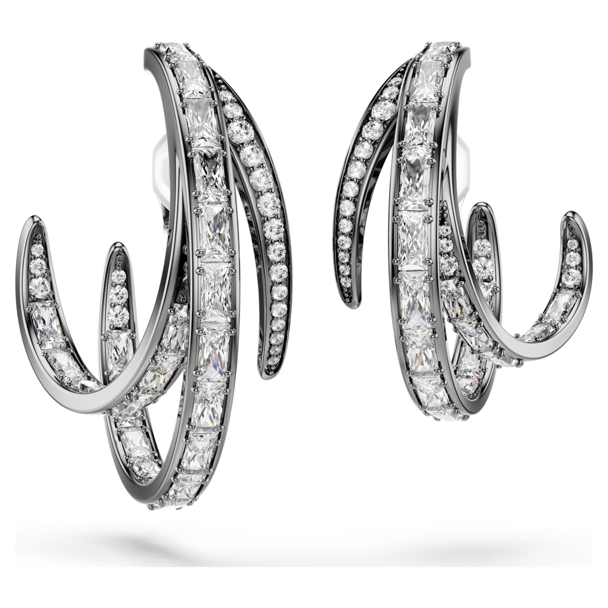 Swarovski The Vienna Collection ear cuff set (3) Feather, White, Ruthenium plated