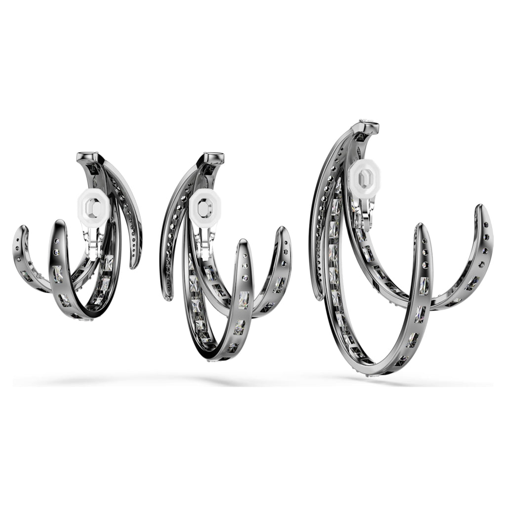 Swarovski The Vienna Collection ear cuff set (3) Feather, White, Ruthenium plated