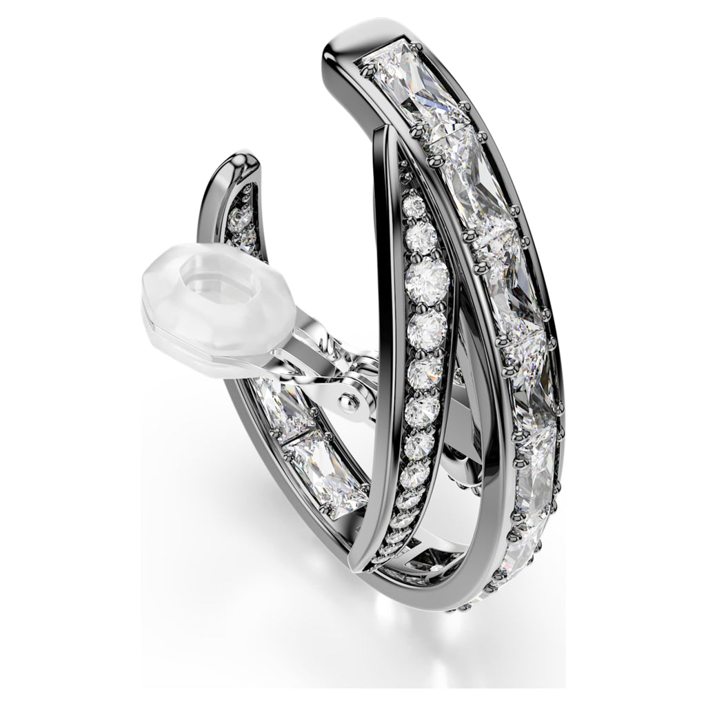 Swarovski The Vienna Collection ear cuff set (3) Feather, White, Ruthenium plated