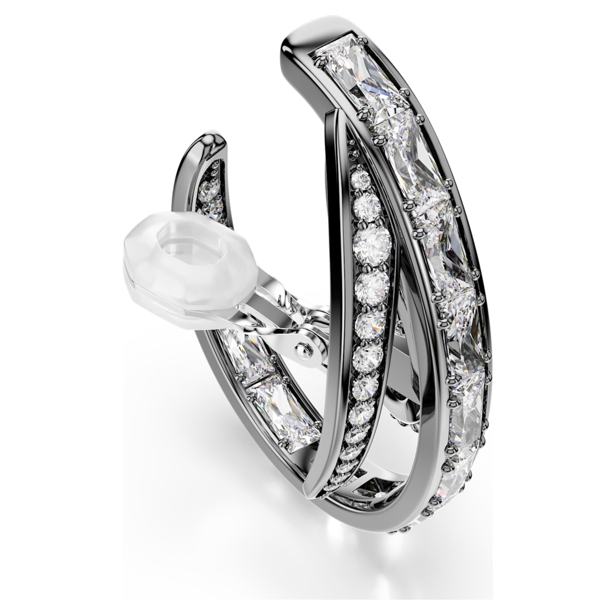 Swarovski The Vienna Collection ear cuff set (3) Feather, White, Ruthenium plated