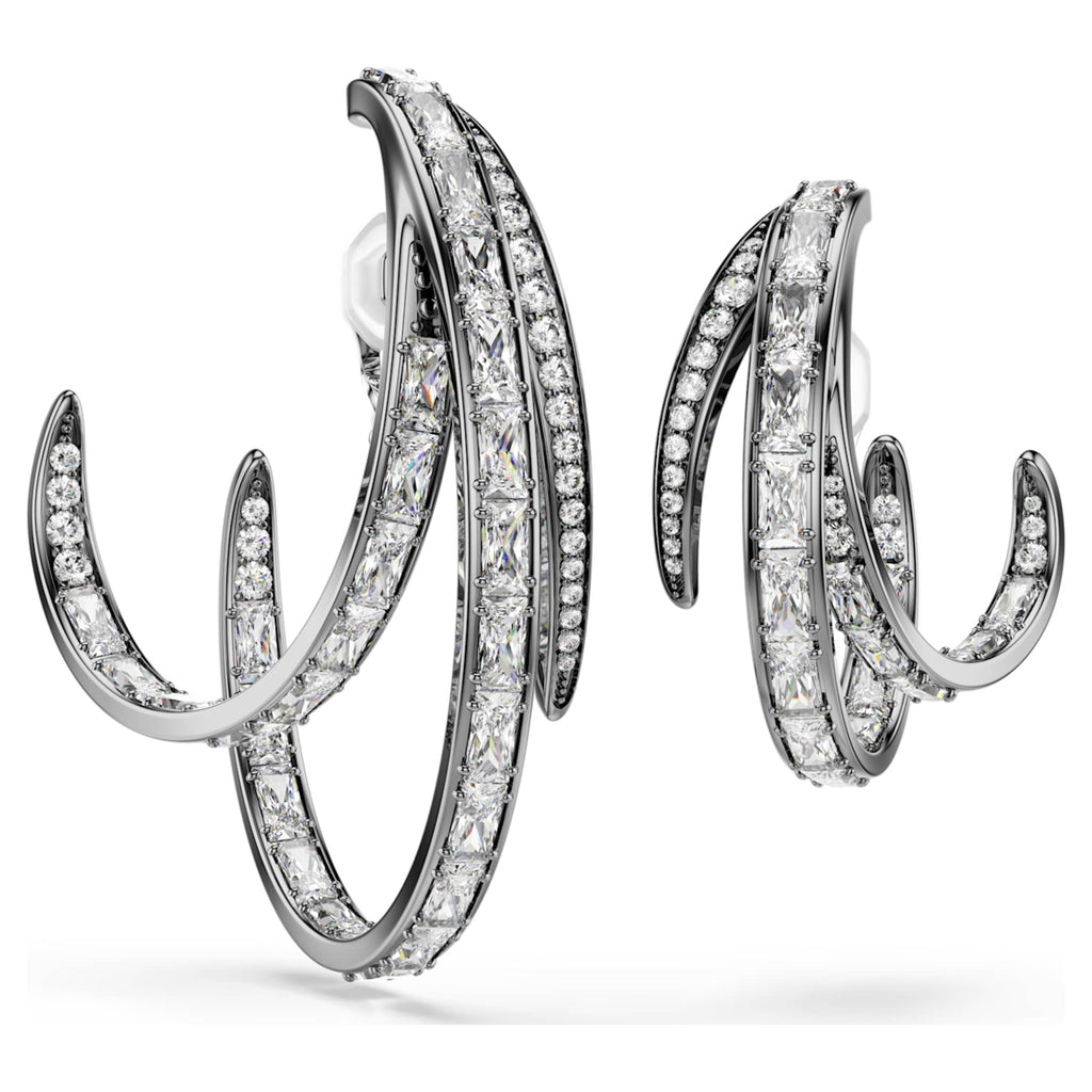 Swarovski The Vienna Collection ear cuff set (3) Feather, White, Ruthenium plated