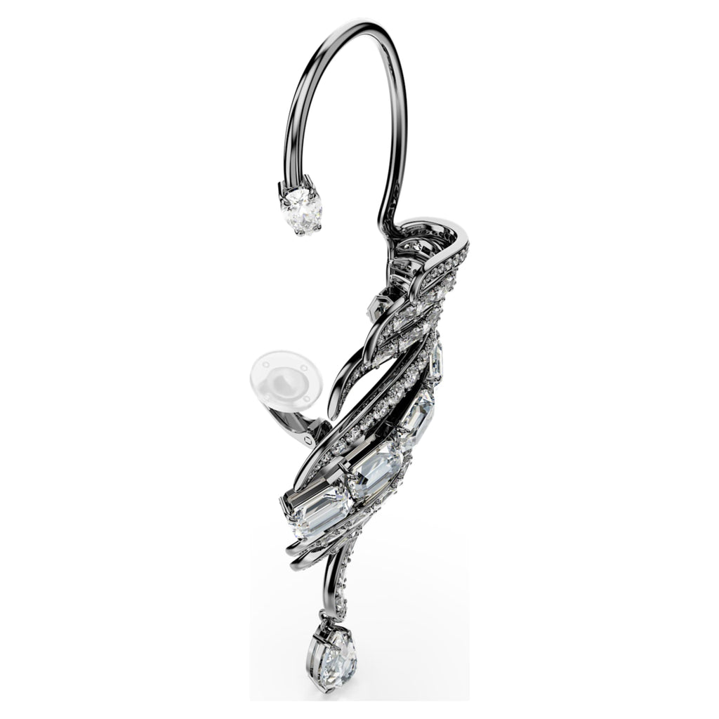 Swarovski The Vienna Collection ear cuffs Feather, Large, White, Ruthenium plated