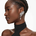 Swarovski The Vienna Collection ear cuffs Feather, Large, White, Ruthenium plated