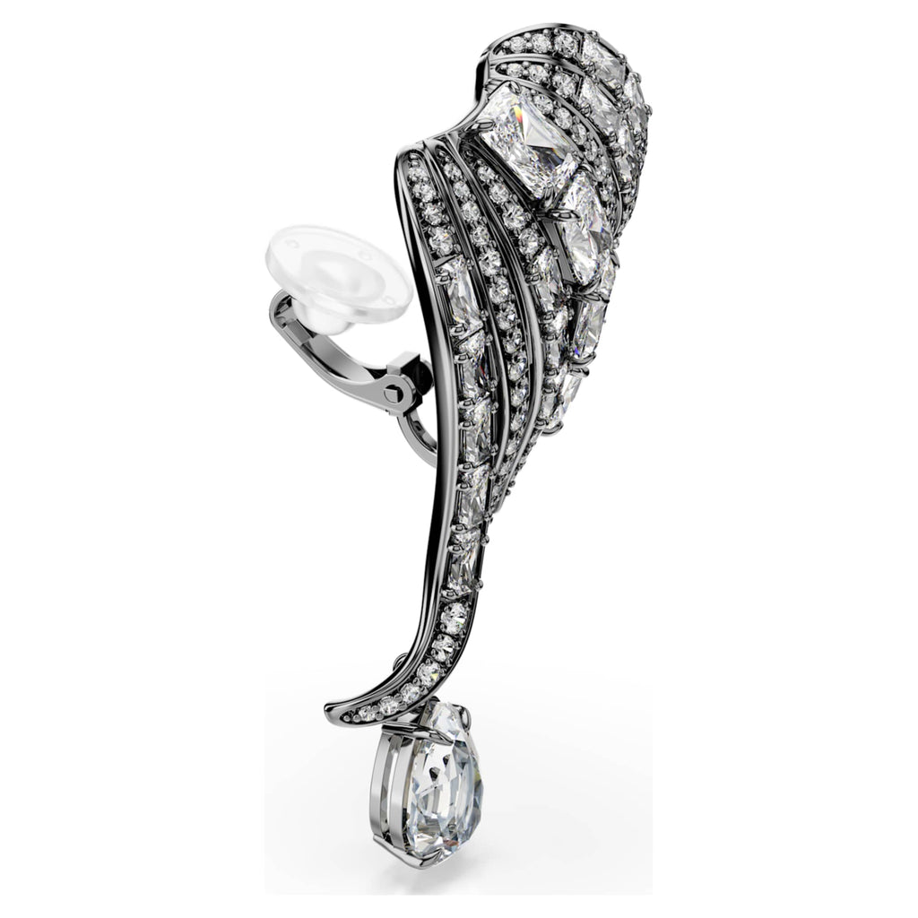 Swarovski The Vienna Collection ear cuffs Feather, White, Ruthenium plated