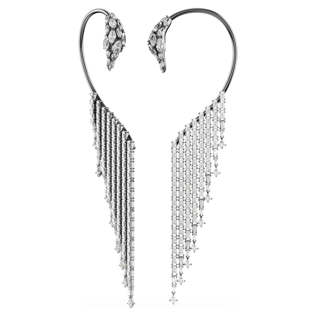 Swarovski The Vienna Collection ear cuffs Swan, White, Ruthenium plated