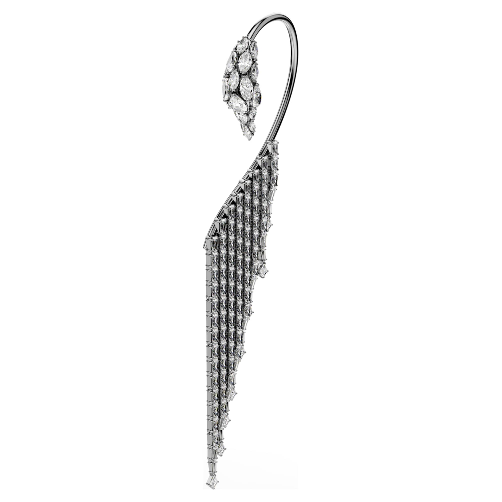 Swarovski The Vienna Collection ear cuffs Swan, White, Ruthenium plated