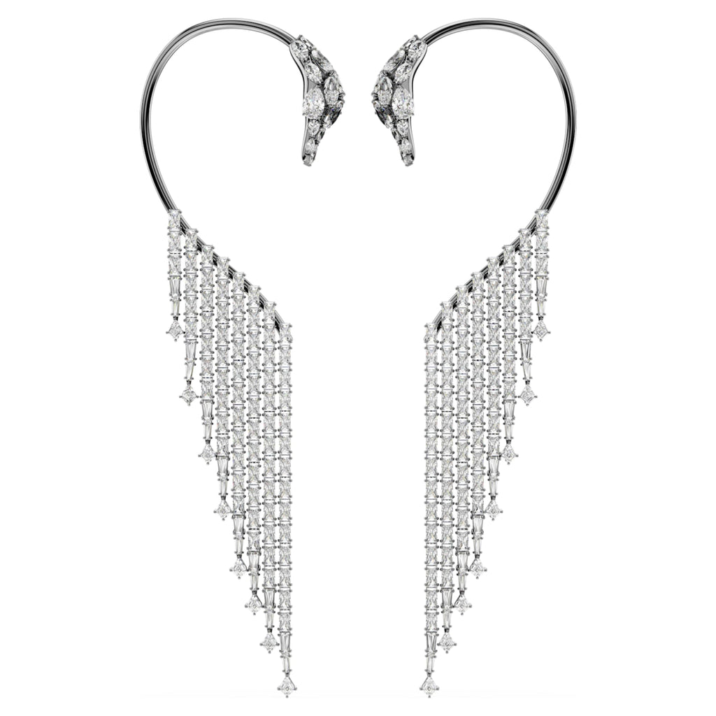 Swarovski The Vienna Collection ear cuffs Swan, White, Ruthenium plated