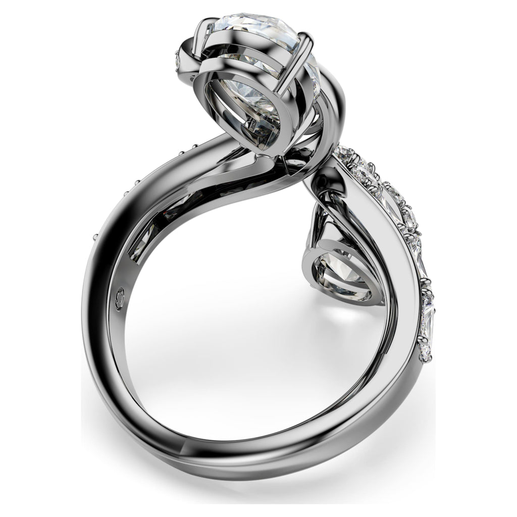 Swarovski The Vienna Collection open ring Feather, White, Ruthenium plated