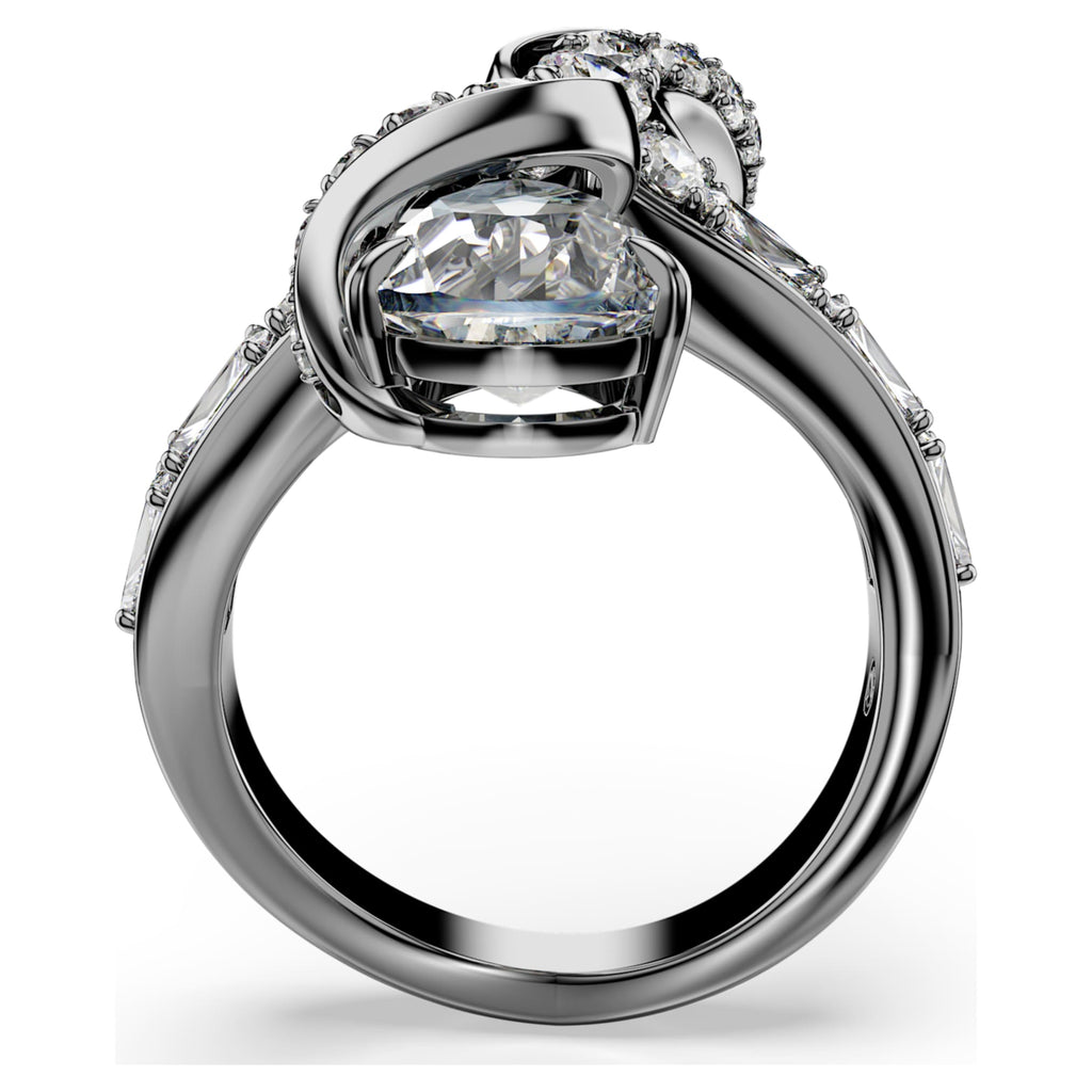 Swarovski The Vienna Collection open ring Feather, White, Ruthenium plated