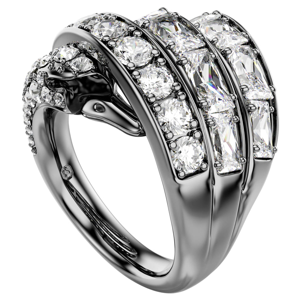 Swarovski The Vienna Collection ring Swan, White, Ruthenium plated