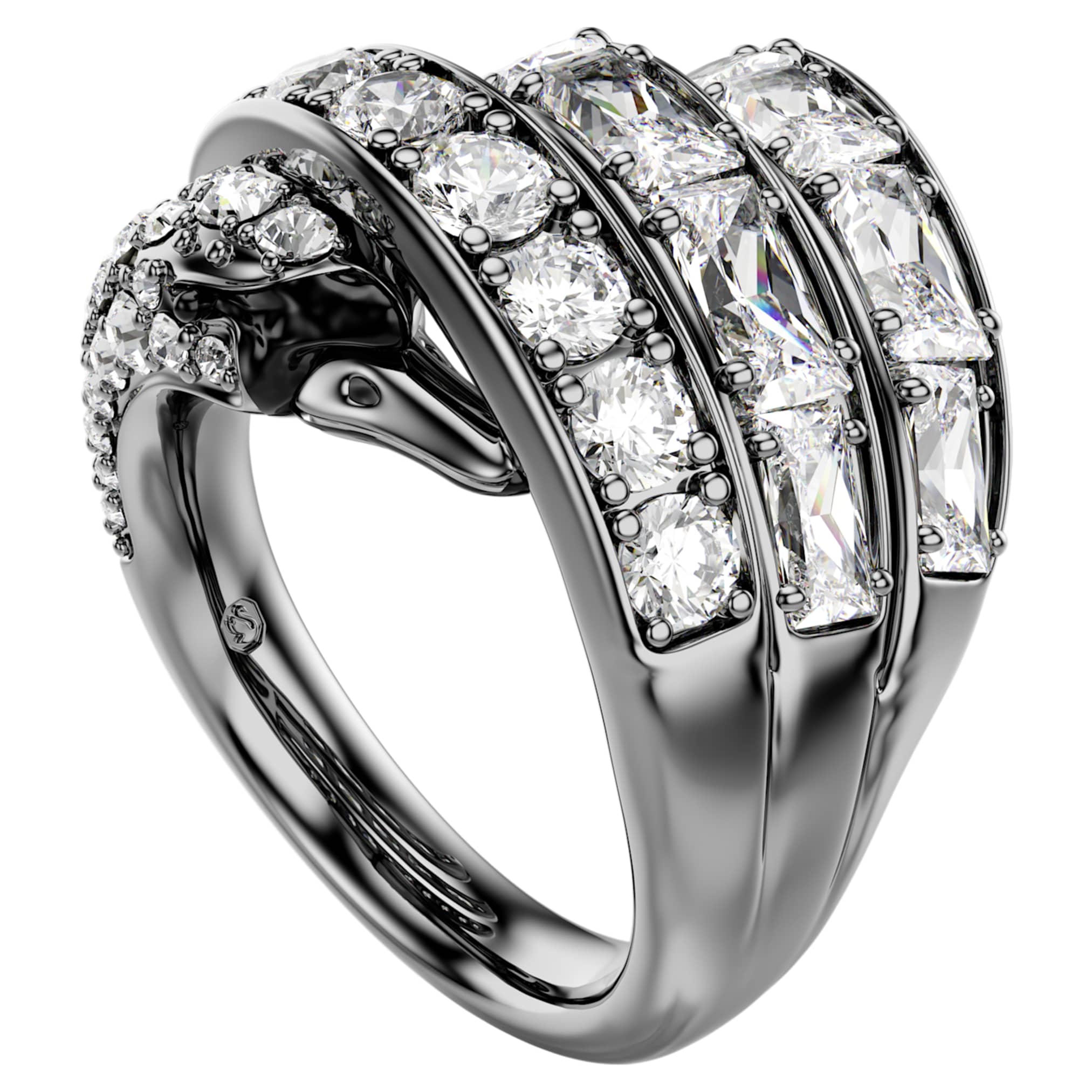 Swarovski The Vienna Collection ring Swan, White, Ruthenium plated
