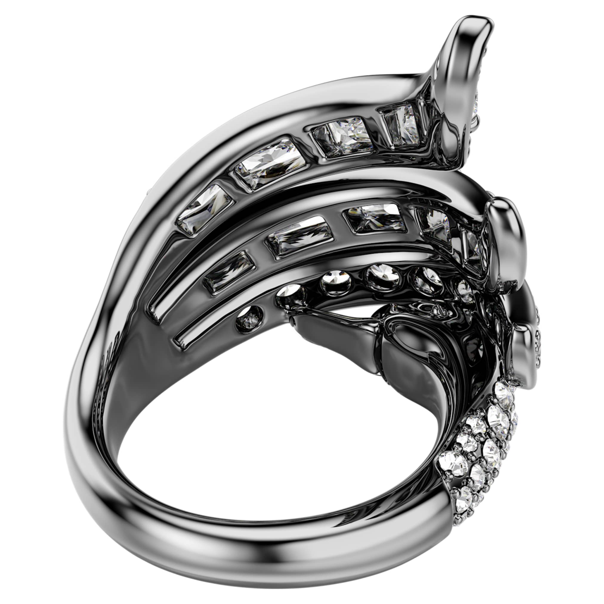 Swarovski The Vienna Collection ring Swan, White, Ruthenium plated