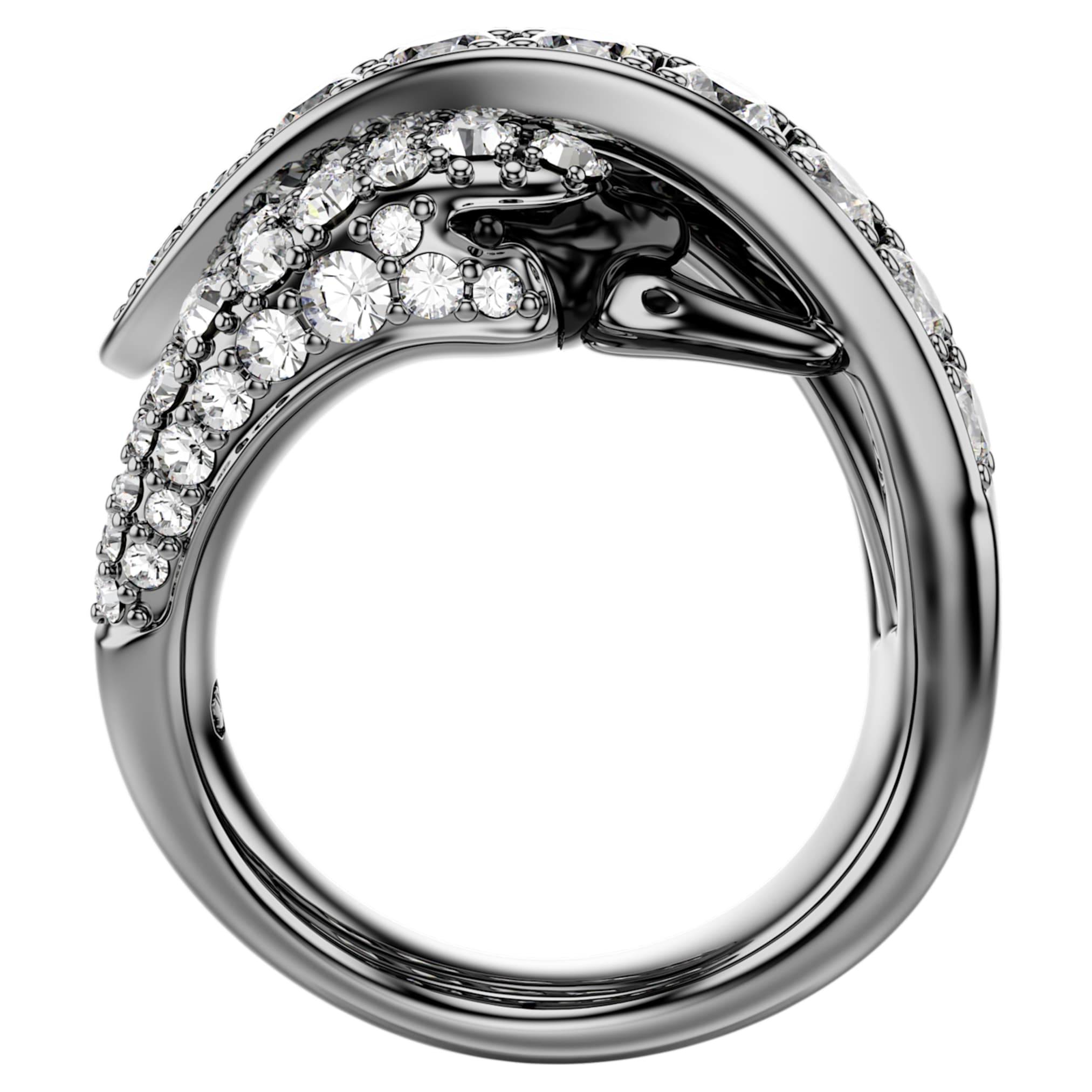 Swarovski The Vienna Collection ring Swan, White, Ruthenium plated
