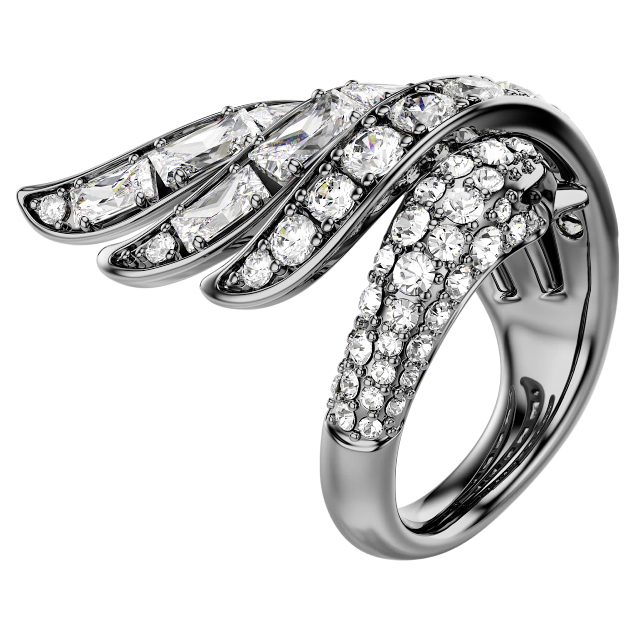 Swarovski The Vienna Collection ring Swan, White, Ruthenium plated
