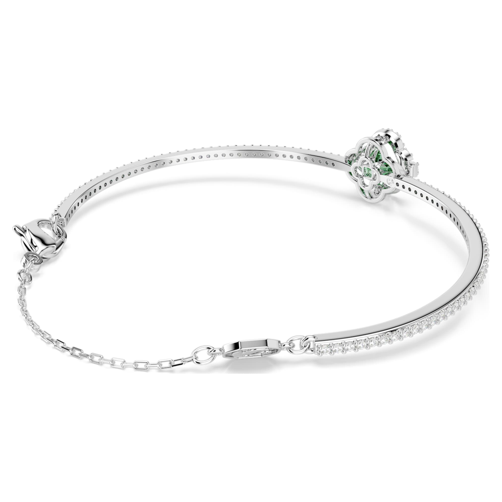 Swarovski Una Angelic bangle Mixed cuts, Green, Rhodium plated