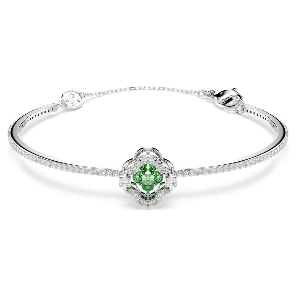 Swarovski Una Angelic bangle Mixed cuts, Green, Rhodium plated
