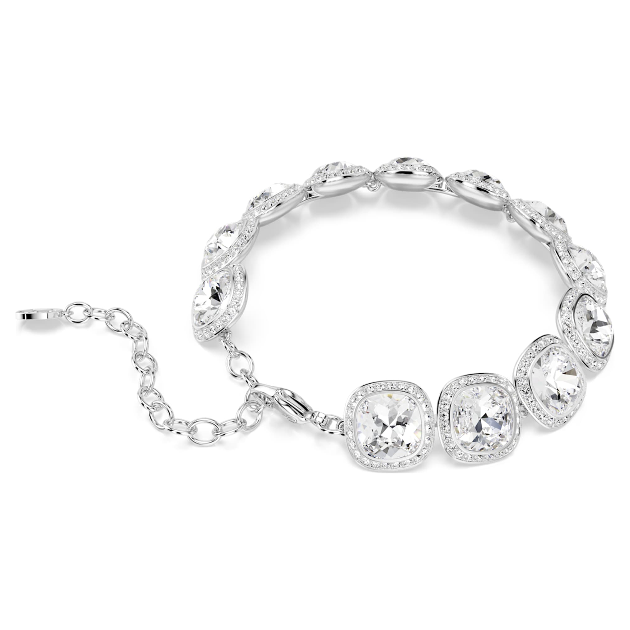 Swarovski Una Angelic bracelet Cushion cut, White, Rhodium plated