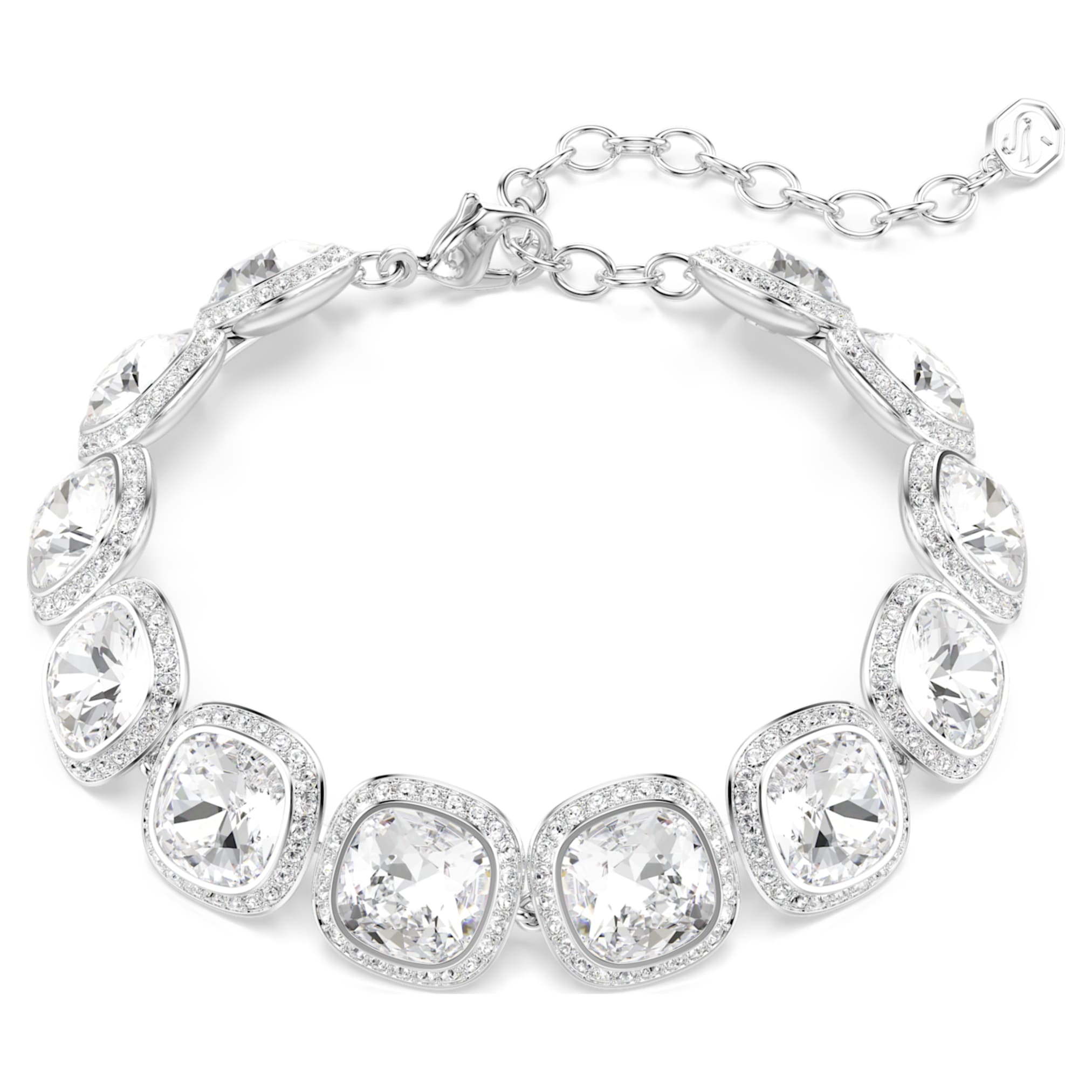 Swarovski Una Angelic bracelet Cushion cut, White, Rhodium plated