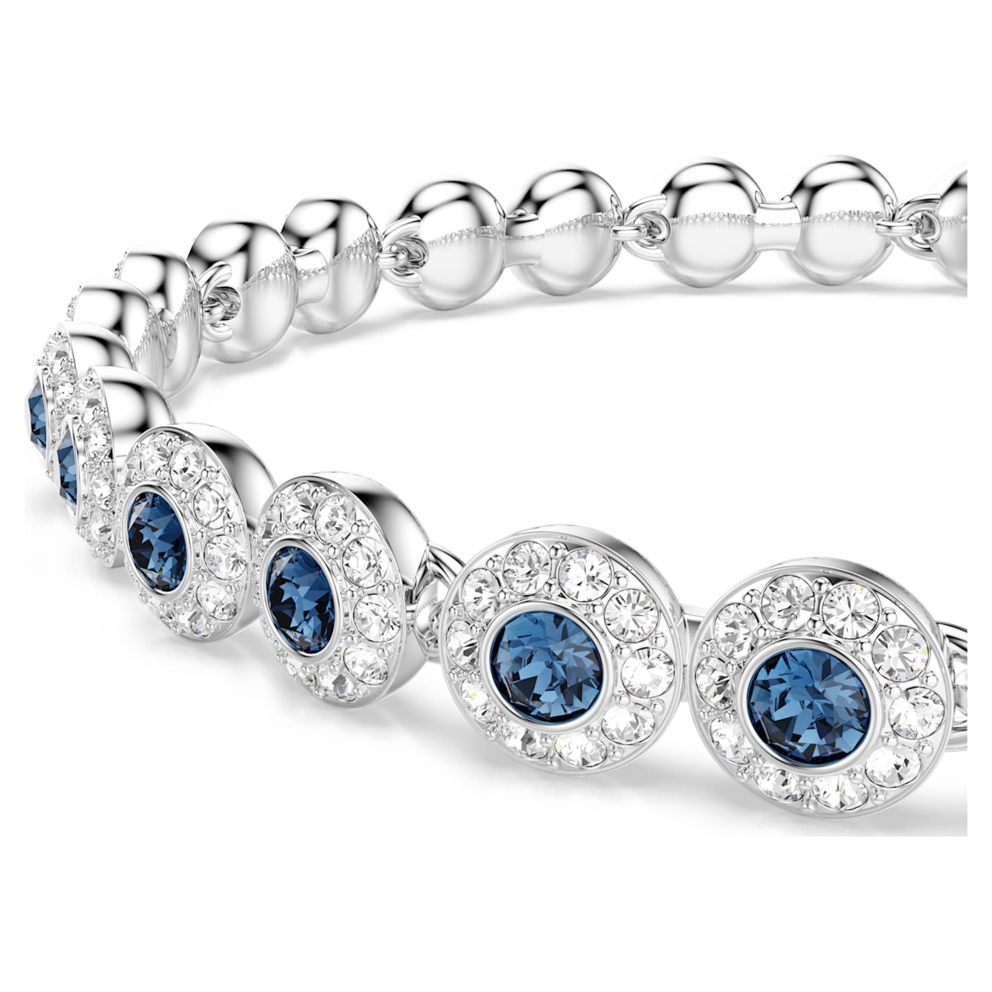Swarovski Una Angelic bracelet Round cut, Blue, Rhodium plated