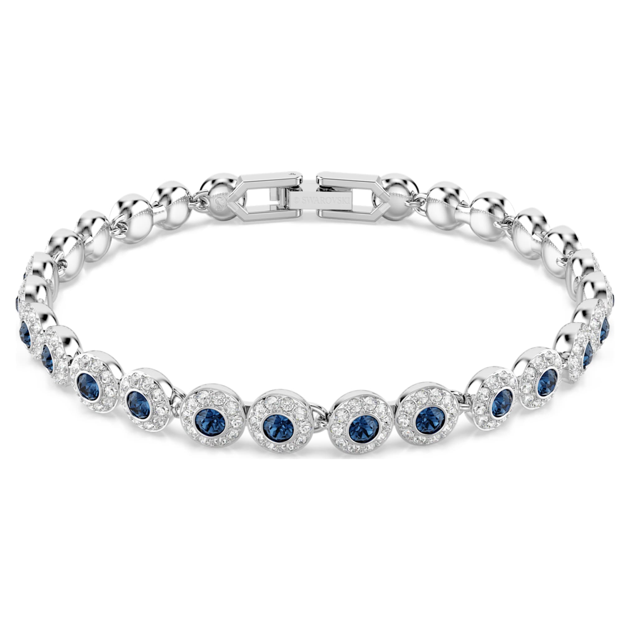 Swarovski Una Angelic bracelet Round cut, Blue, Rhodium plated