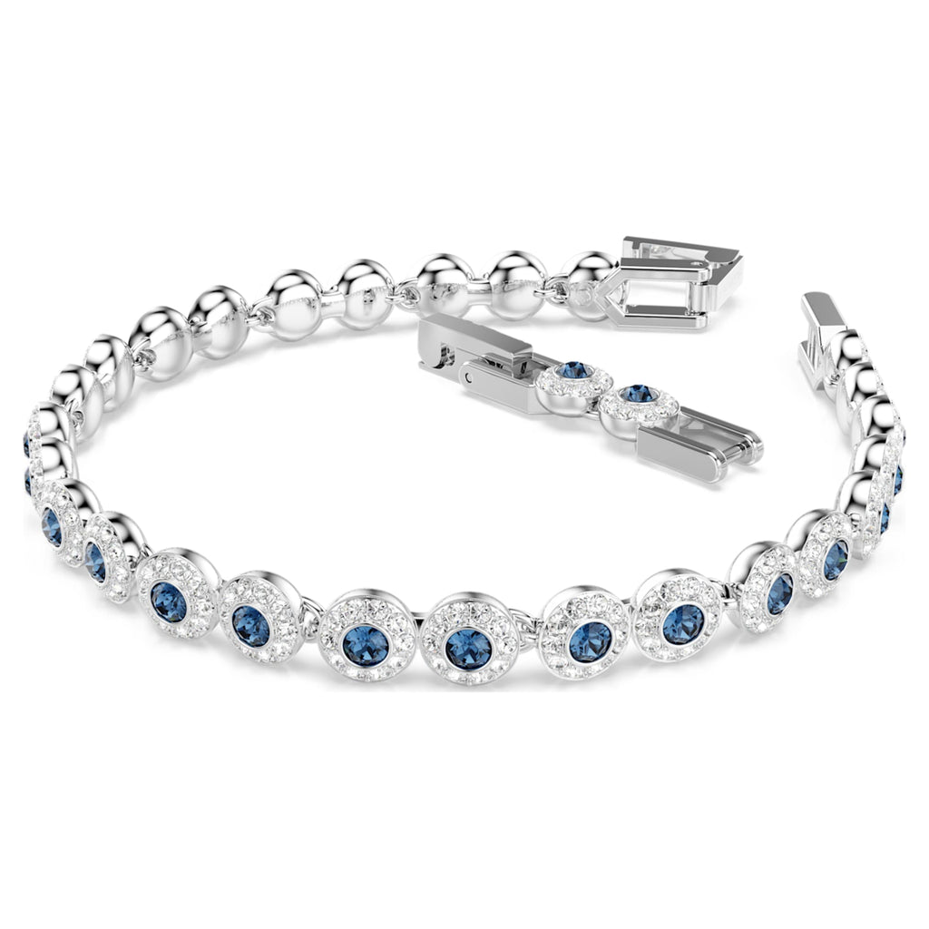 Swarovski Una Angelic bracelet Round cut, Blue, Rhodium plated