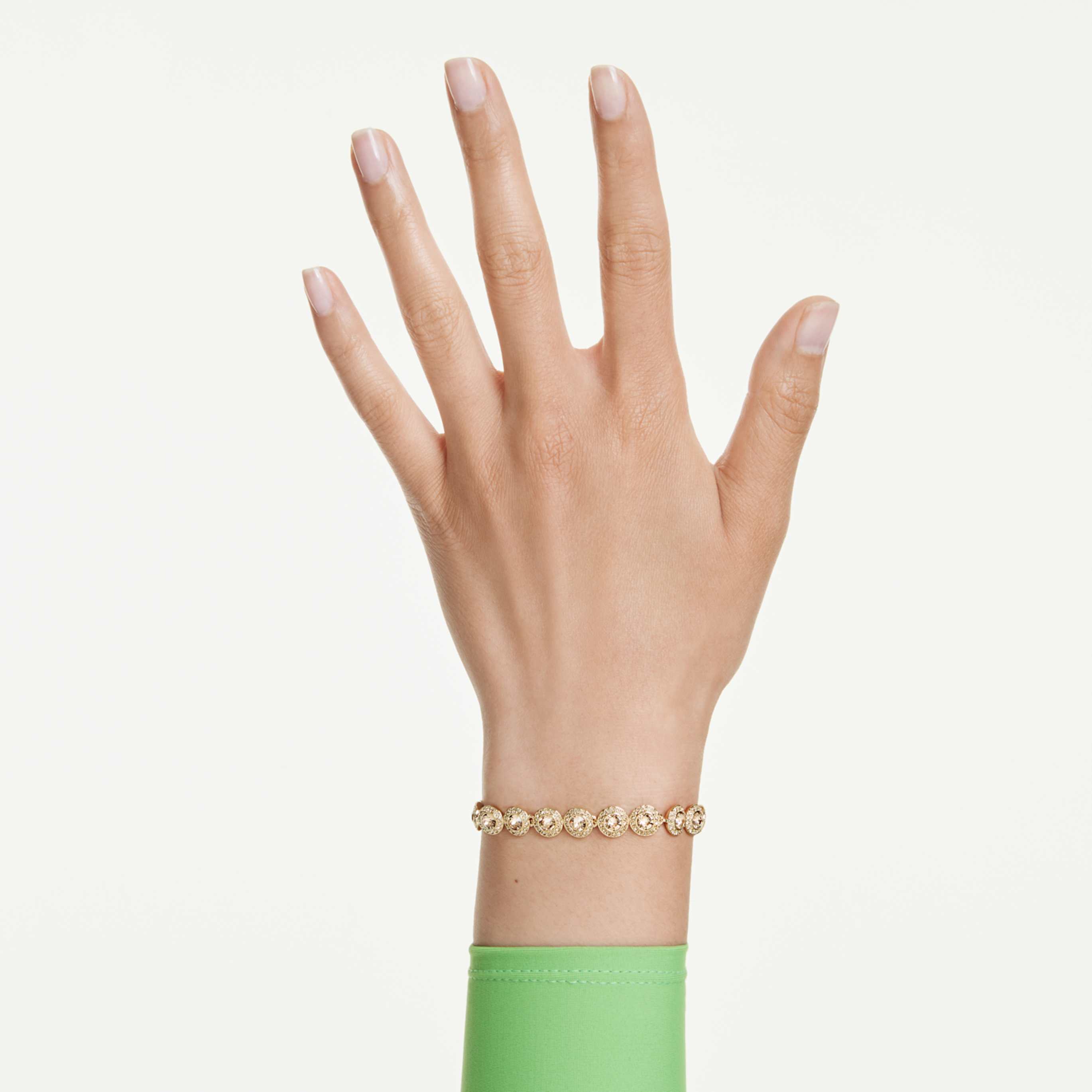 Swarovski Una Angelic bracelet Round cut, Pavé, Medium, White, 18K gold finish