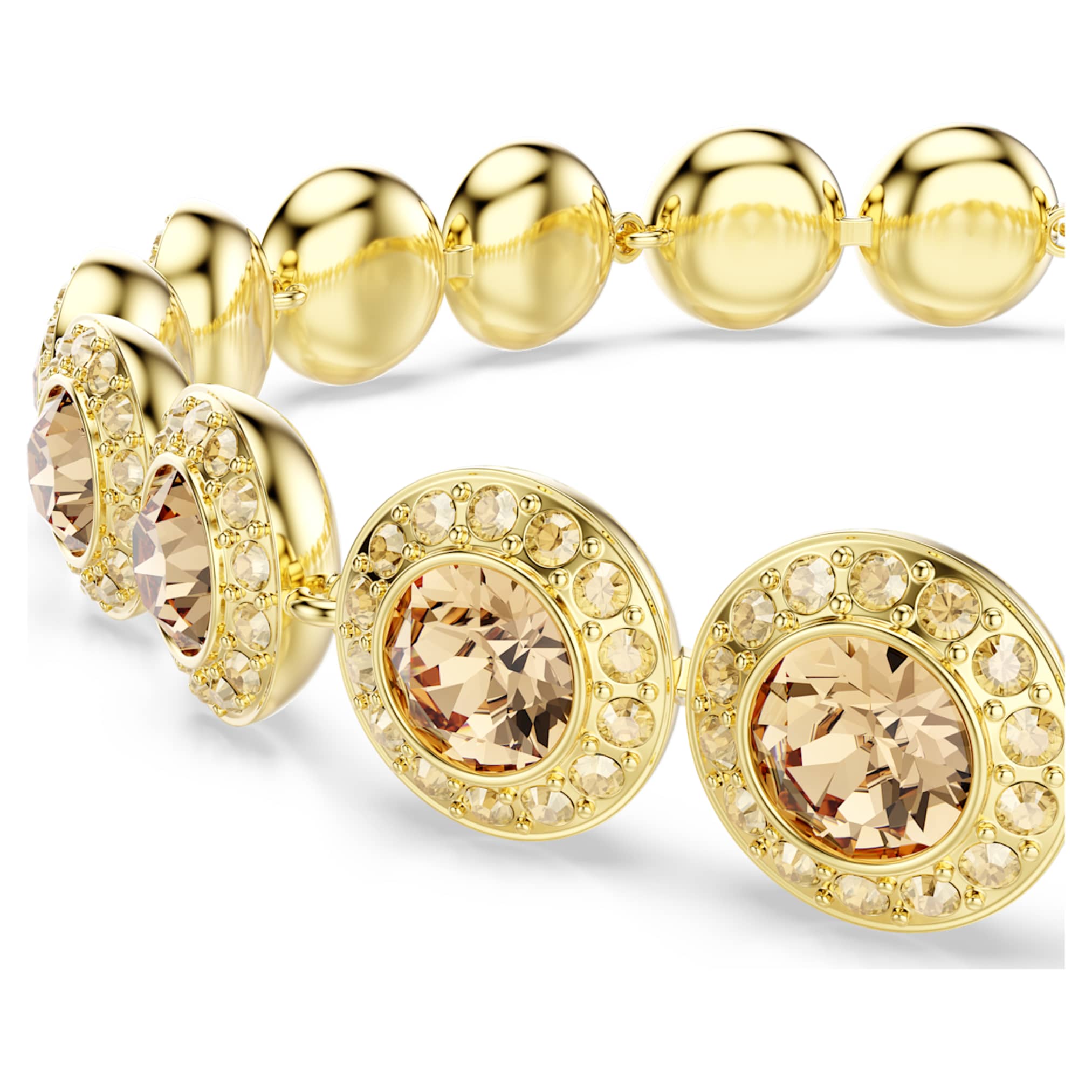 Swarovski Una Angelic bracelet Round cut, Caramel, 18K gold finish