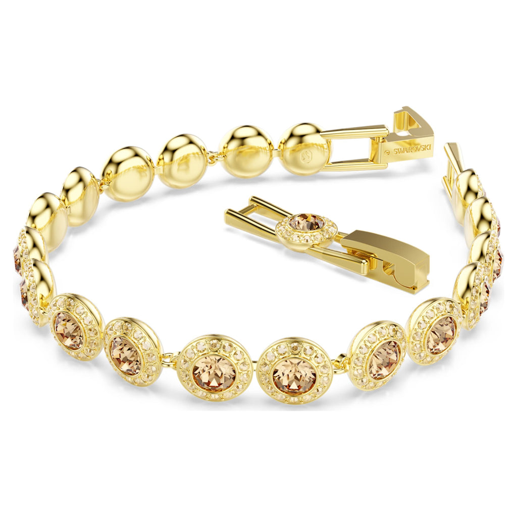 Swarovski Una Angelic bracelet Round cut, Caramel, 18K gold finish