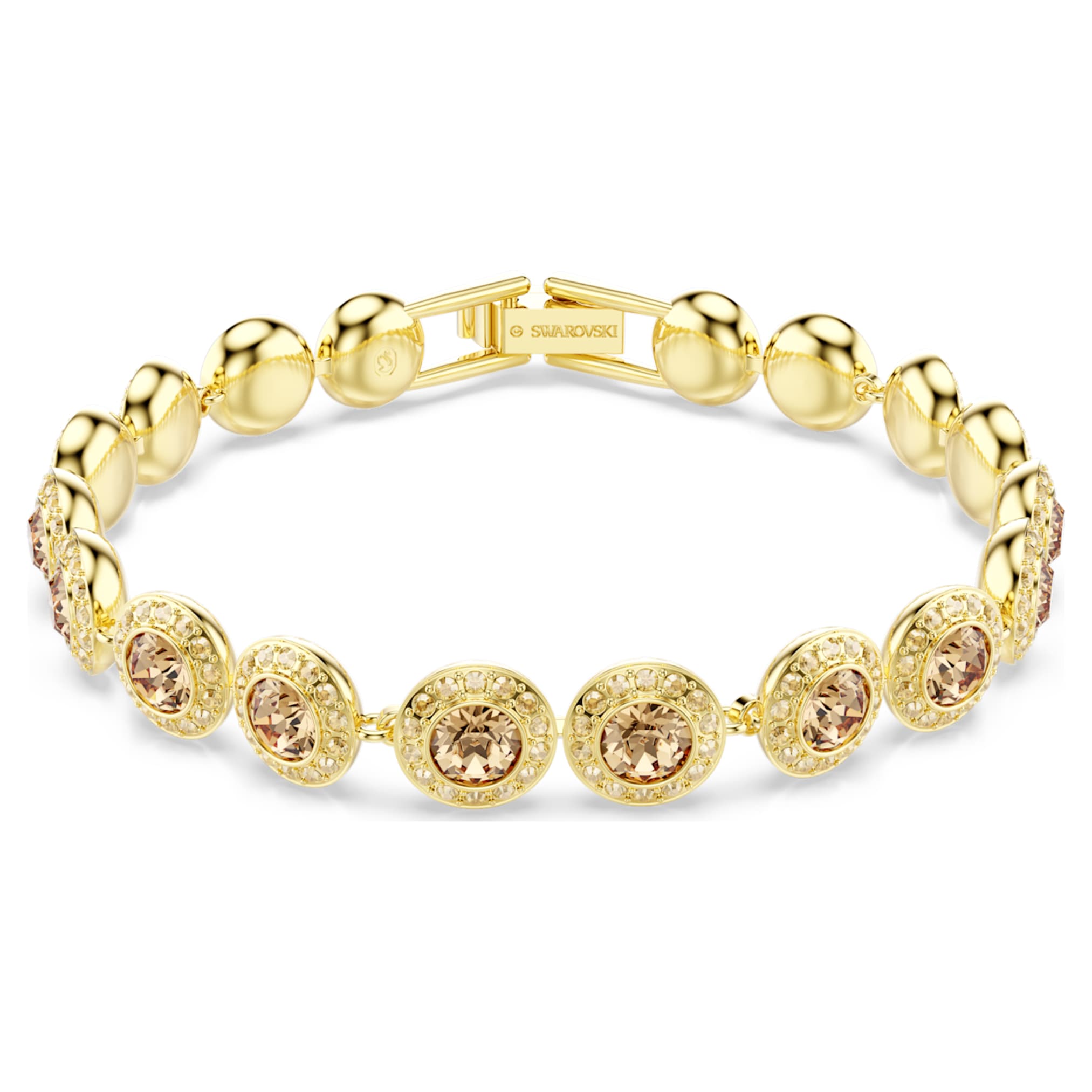 Swarovski Una Angelic bracelet Round cut, Caramel, 18K gold finish