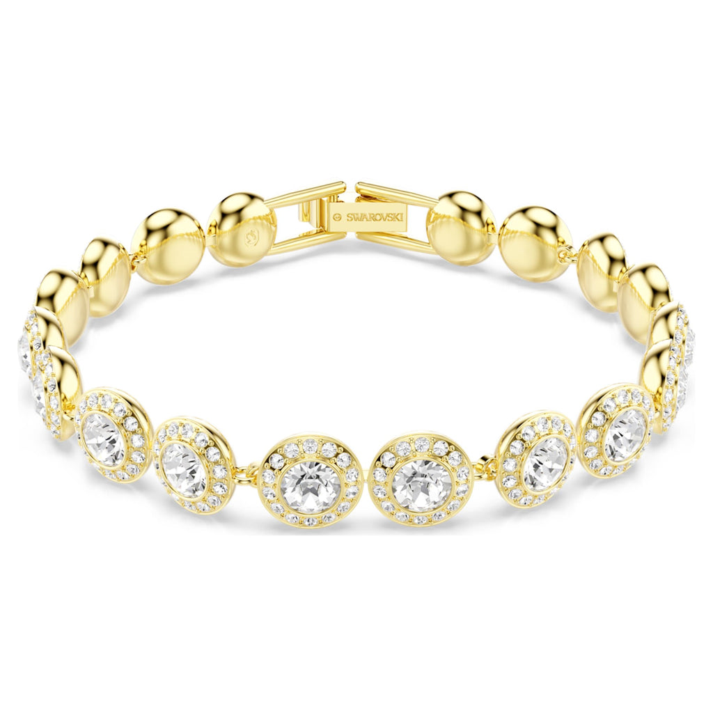 Swarovski Una Angelic bracelet Round cut, Pavé, Medium, White, 18K gold finish