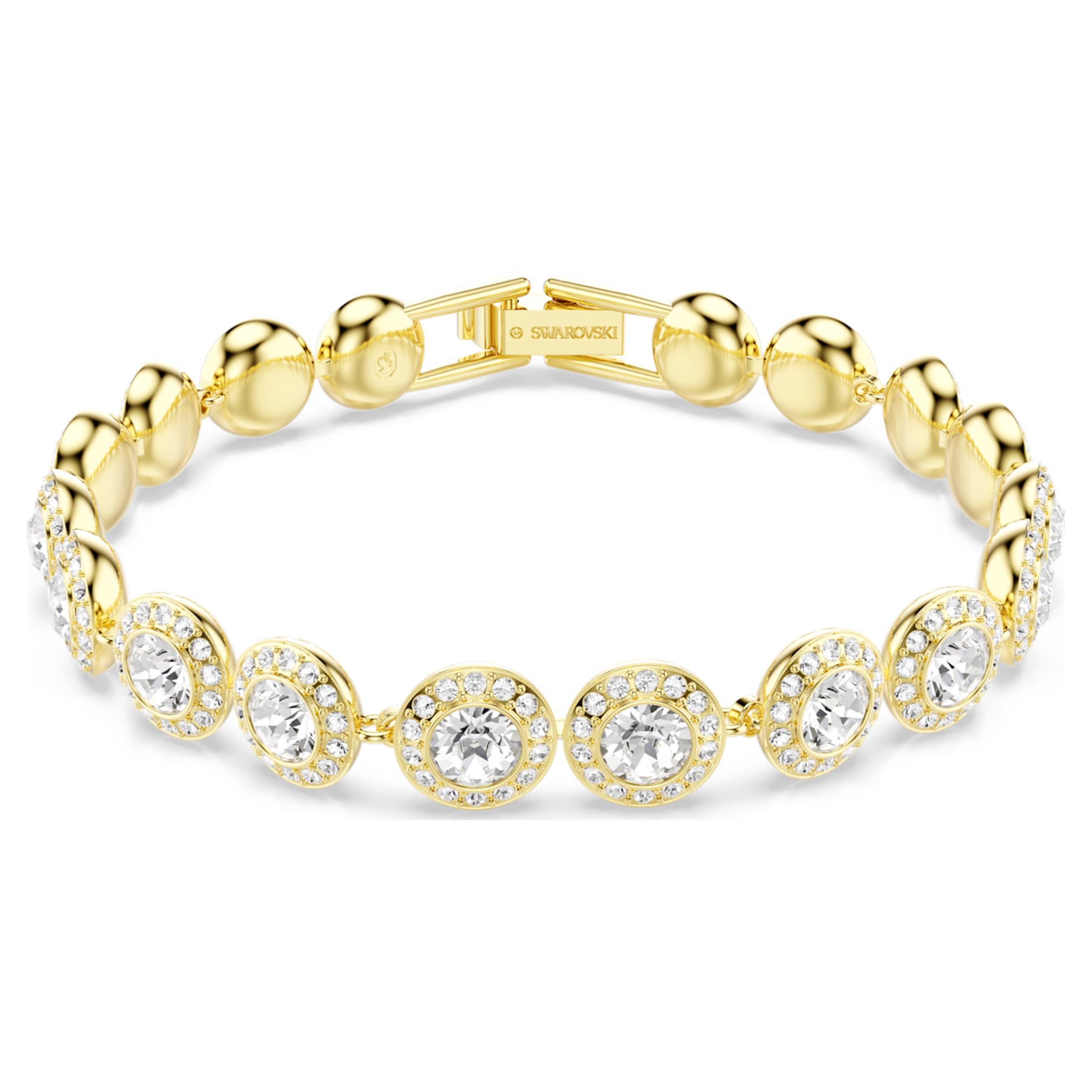 Swarovski Una Angelic bracelet Round cut, Pavé, Medium, White, 18K gold finish