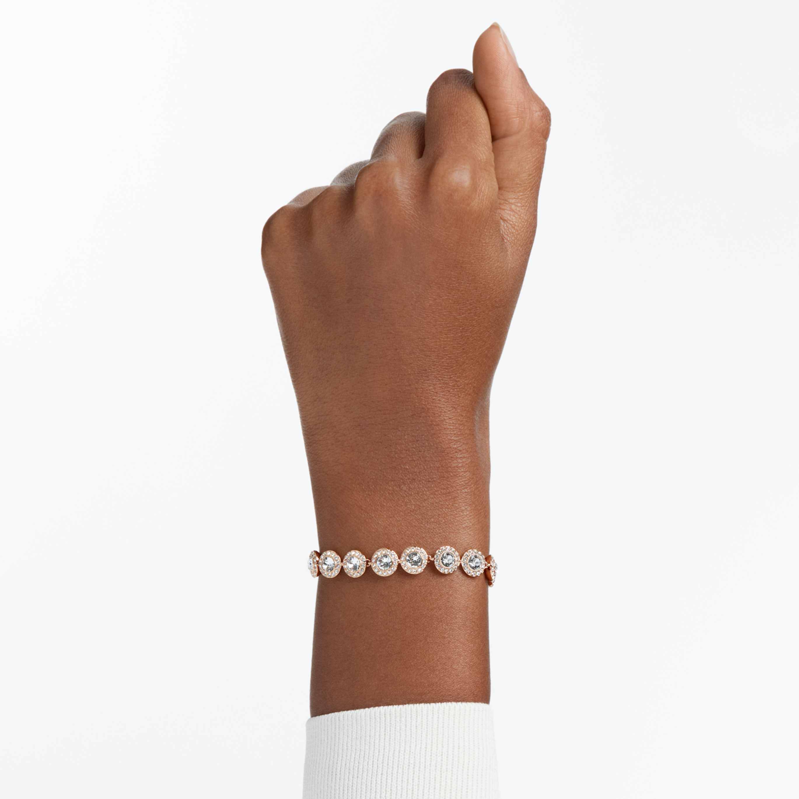 Swarovski Una Angelic bracelet Round cut, Pavé, Medium, White, 18K rose gold finish