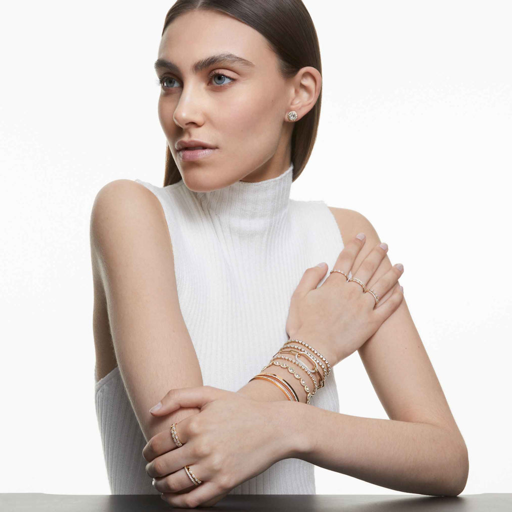 Swarovski Una Angelic bracelet Round cut, Pavé, Medium, White, 18K rose gold finish