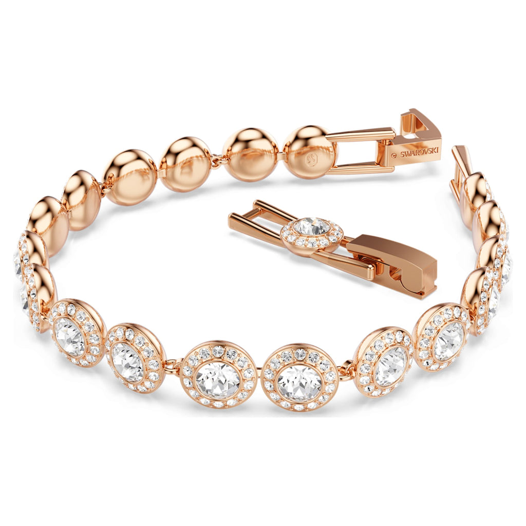 Swarovski Una Angelic bracelet Round cut, Pavé, Medium, White, 18K rose gold finish