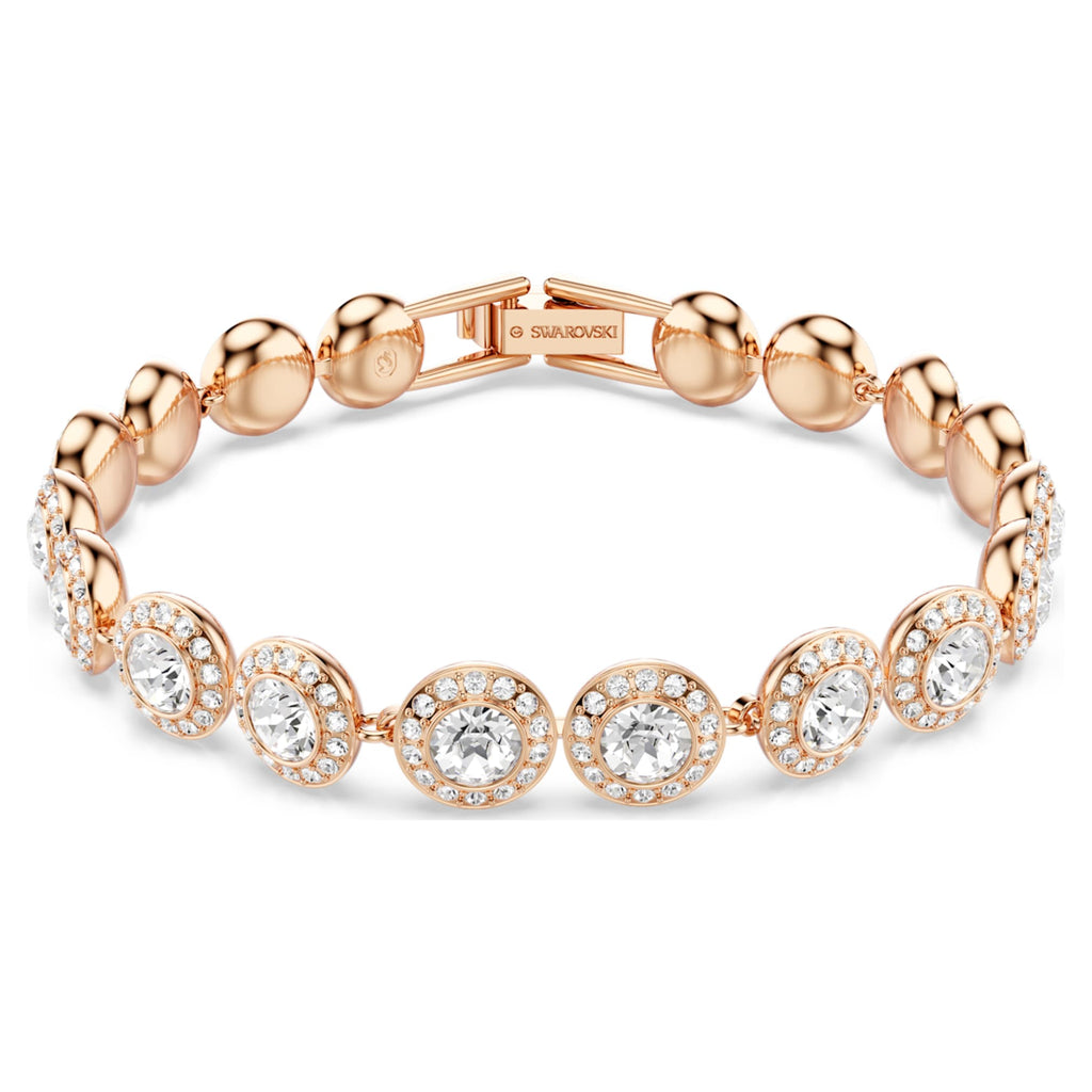 Swarovski Una Angelic bracelet Round cut, Pavé, Medium, White, 18K rose gold finish