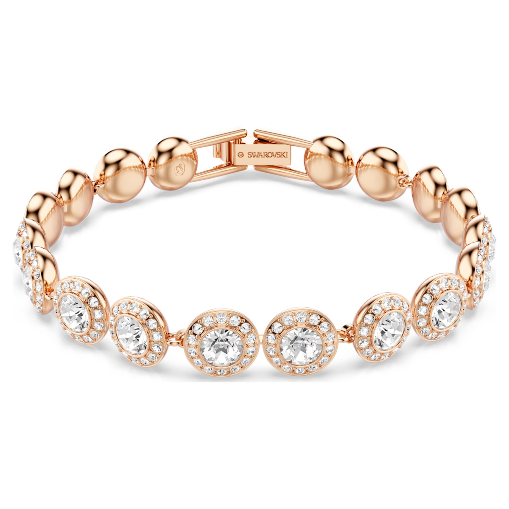 Swarovski Una Angelic bracelet Round cut, Pavé, Medium, White, 18K rose gold finish