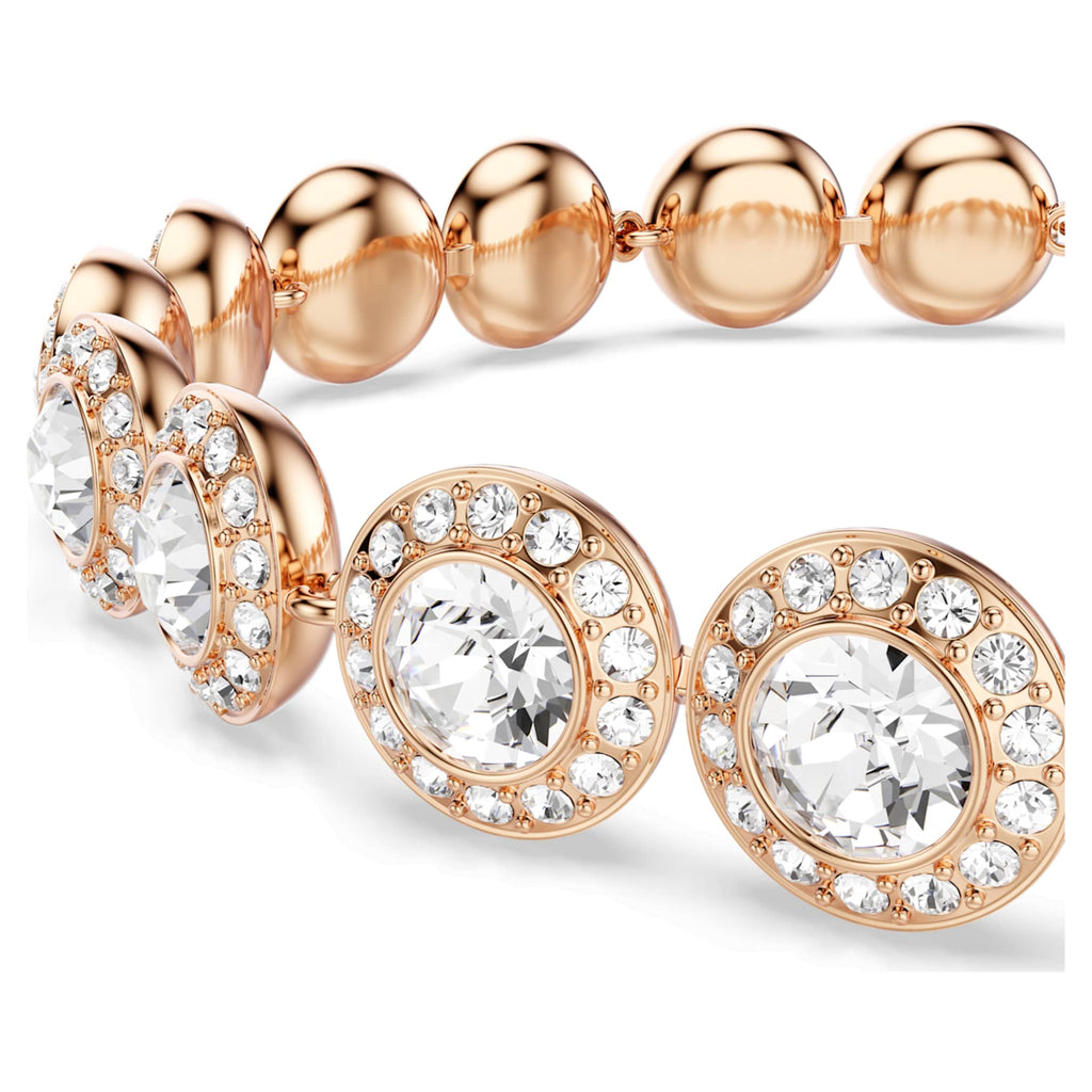 Swarovski Una Angelic bracelet Round cut, Pavé, Medium, White, 18K rose gold finish