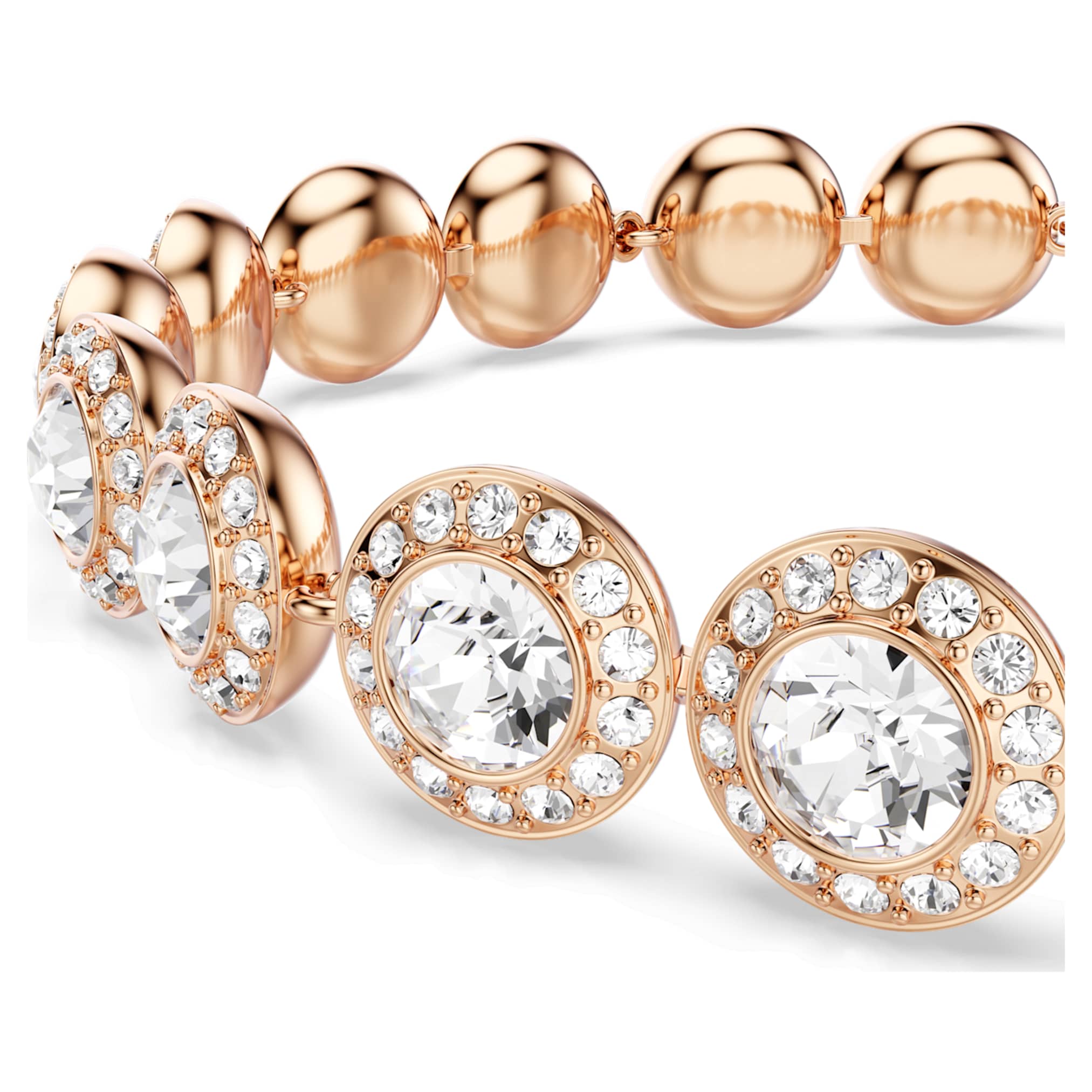 Swarovski Una Angelic bracelet Round cut, Pavé, Medium, White, 18K rose gold finish