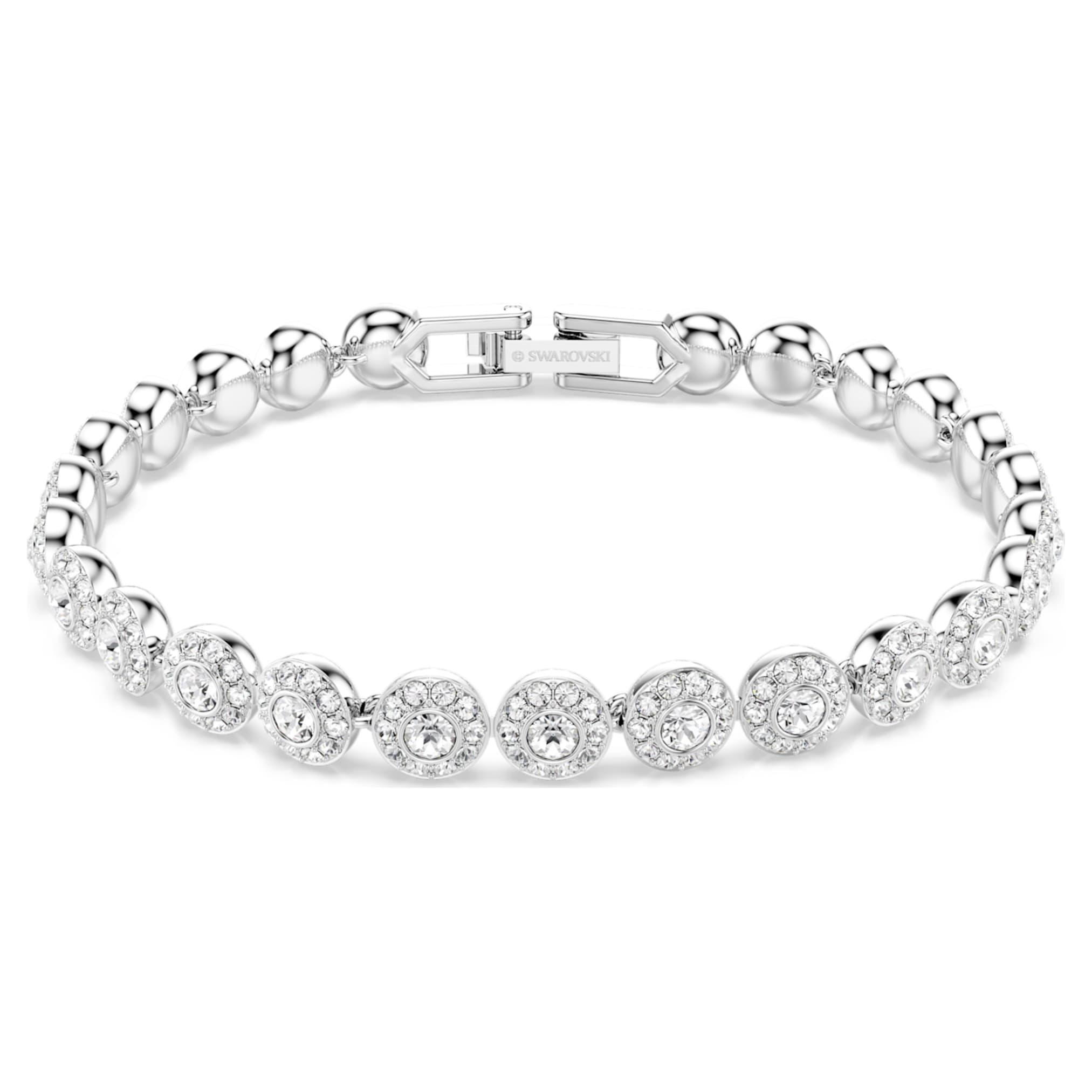 Swarovski Una Angelic bracelet Round cut, Small, White, Rhodium plated
