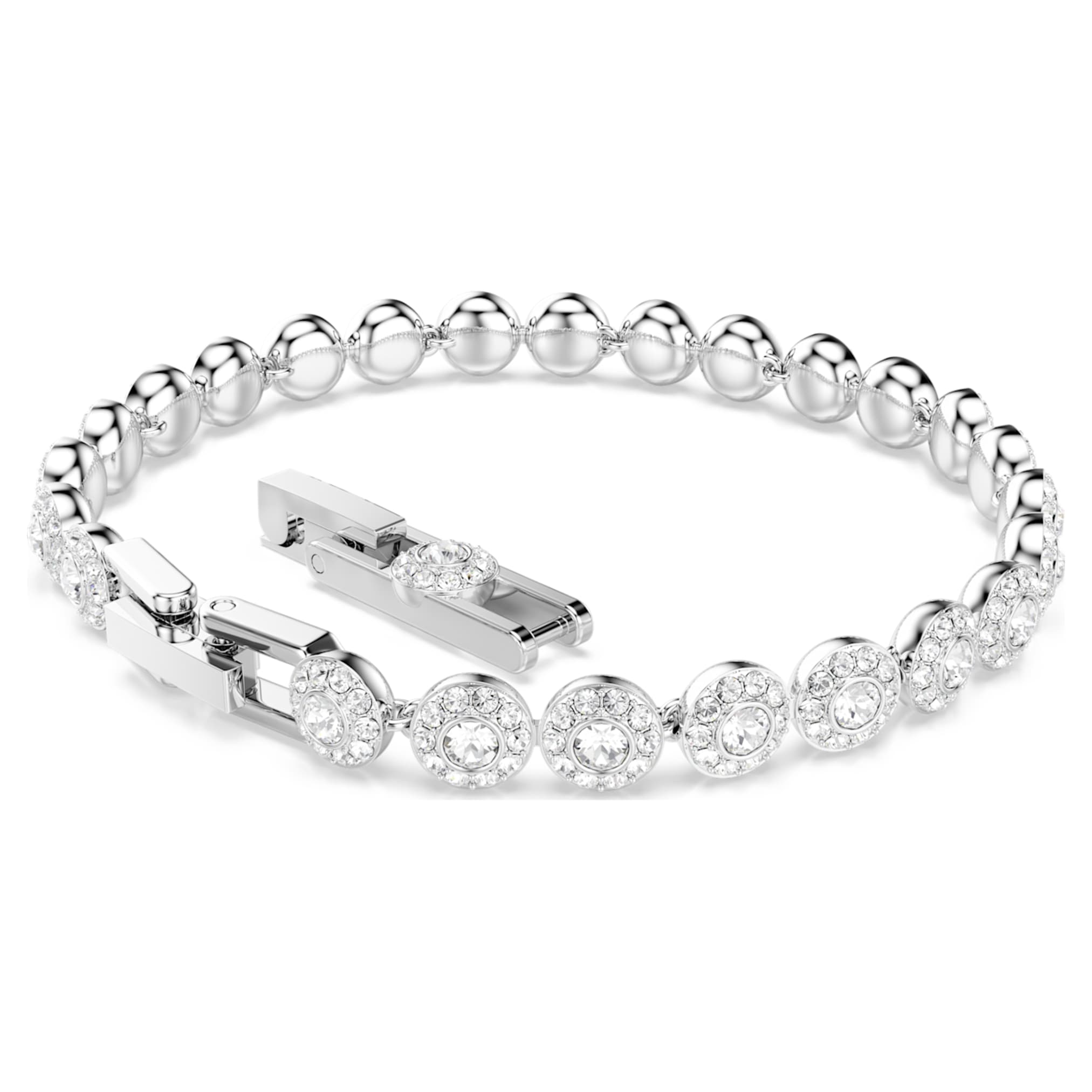 Swarovski Una Angelic bracelet Round cut, Small, White, Rhodium plated