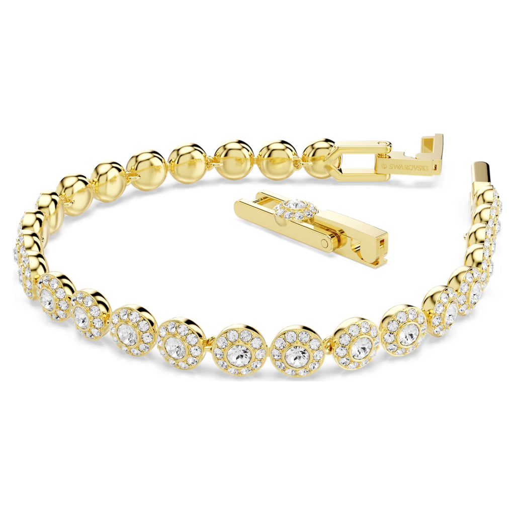 Swarovski Una Angelic bracelet Round cut, White, 18K gold finish