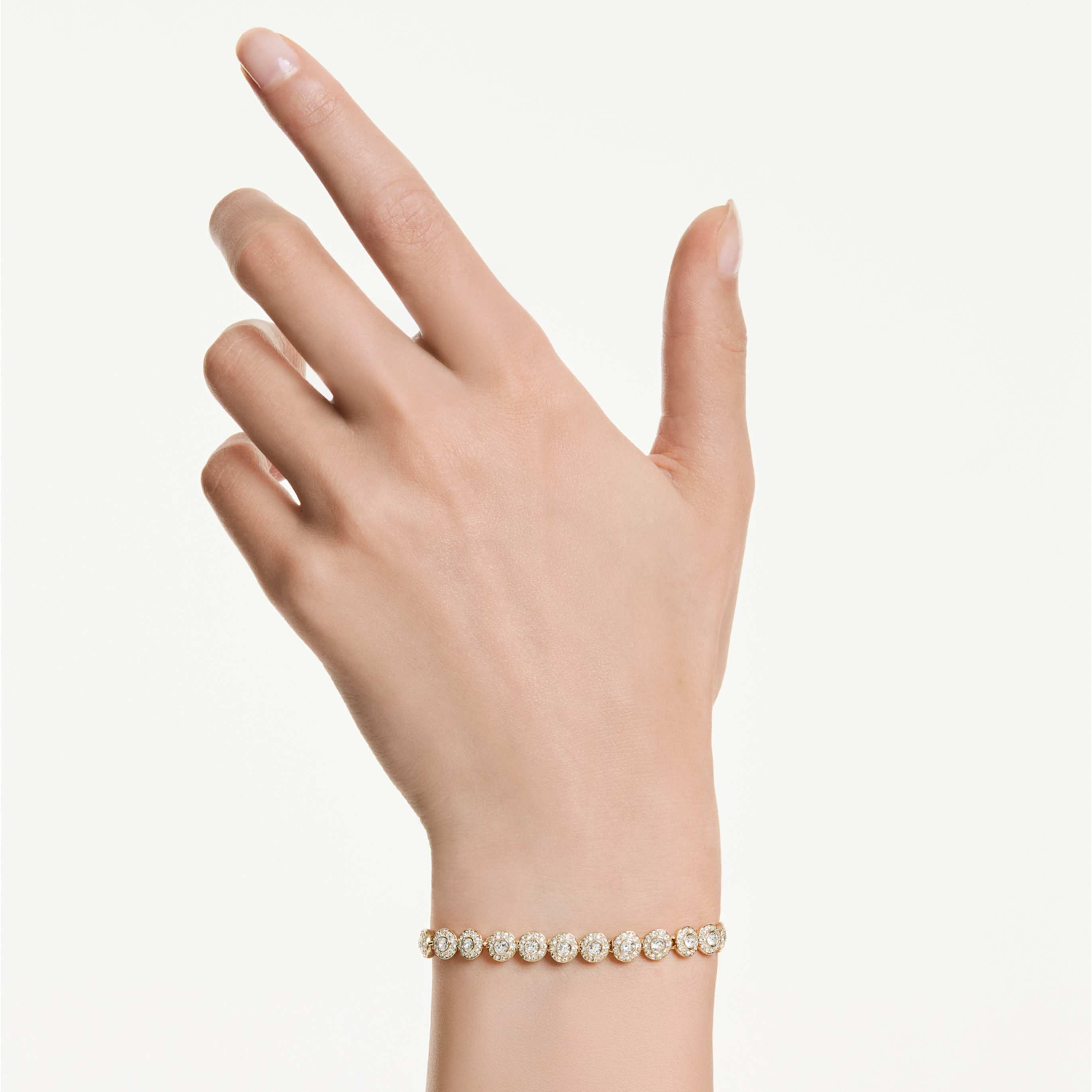 Swarovski Una Angelic bracelet Round cut, Small, White, Rhodium plated