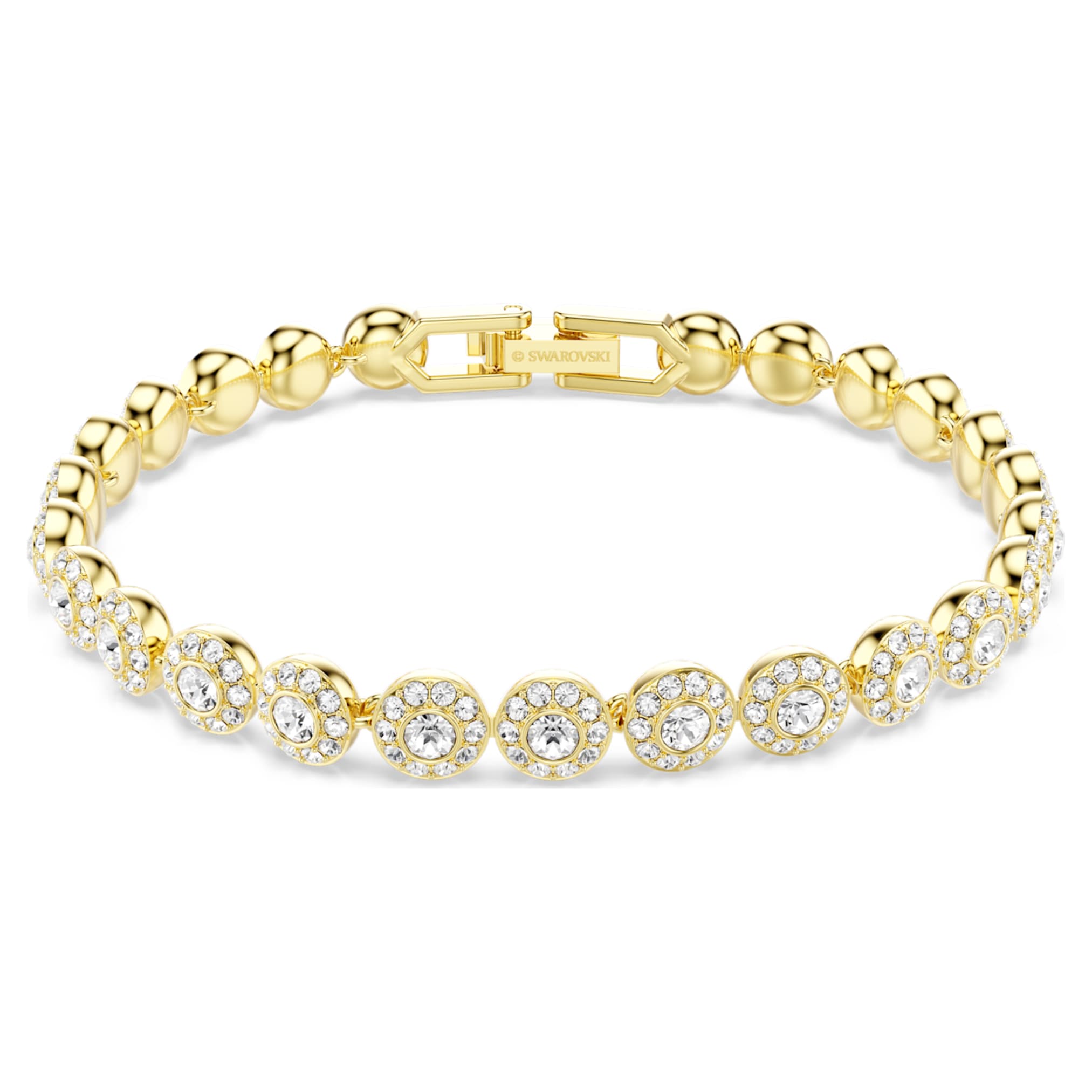 Swarovski Una Angelic bracelet Round cut, White, 18K gold finish