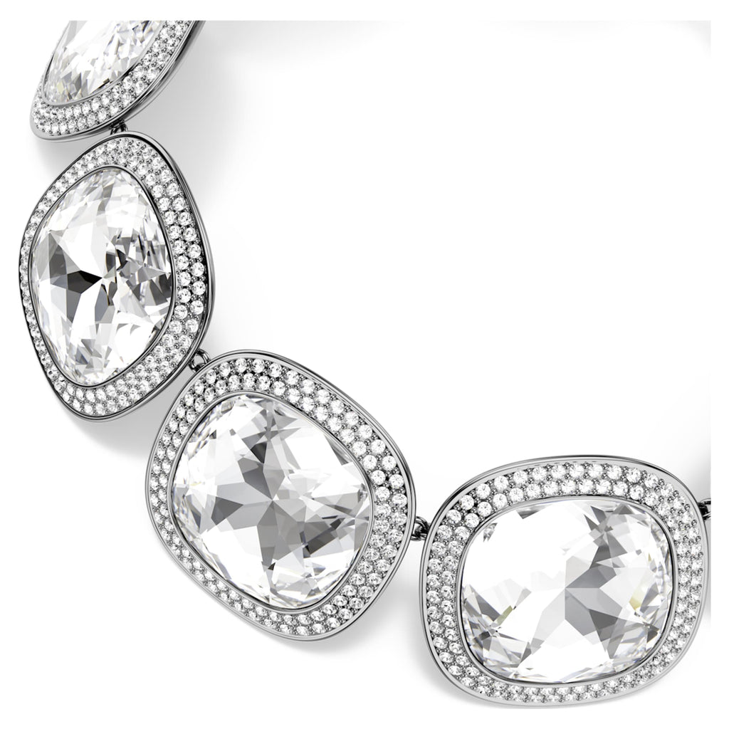 Swarovski Una Angelic choker Cushion cut, White, Ruthenium plated