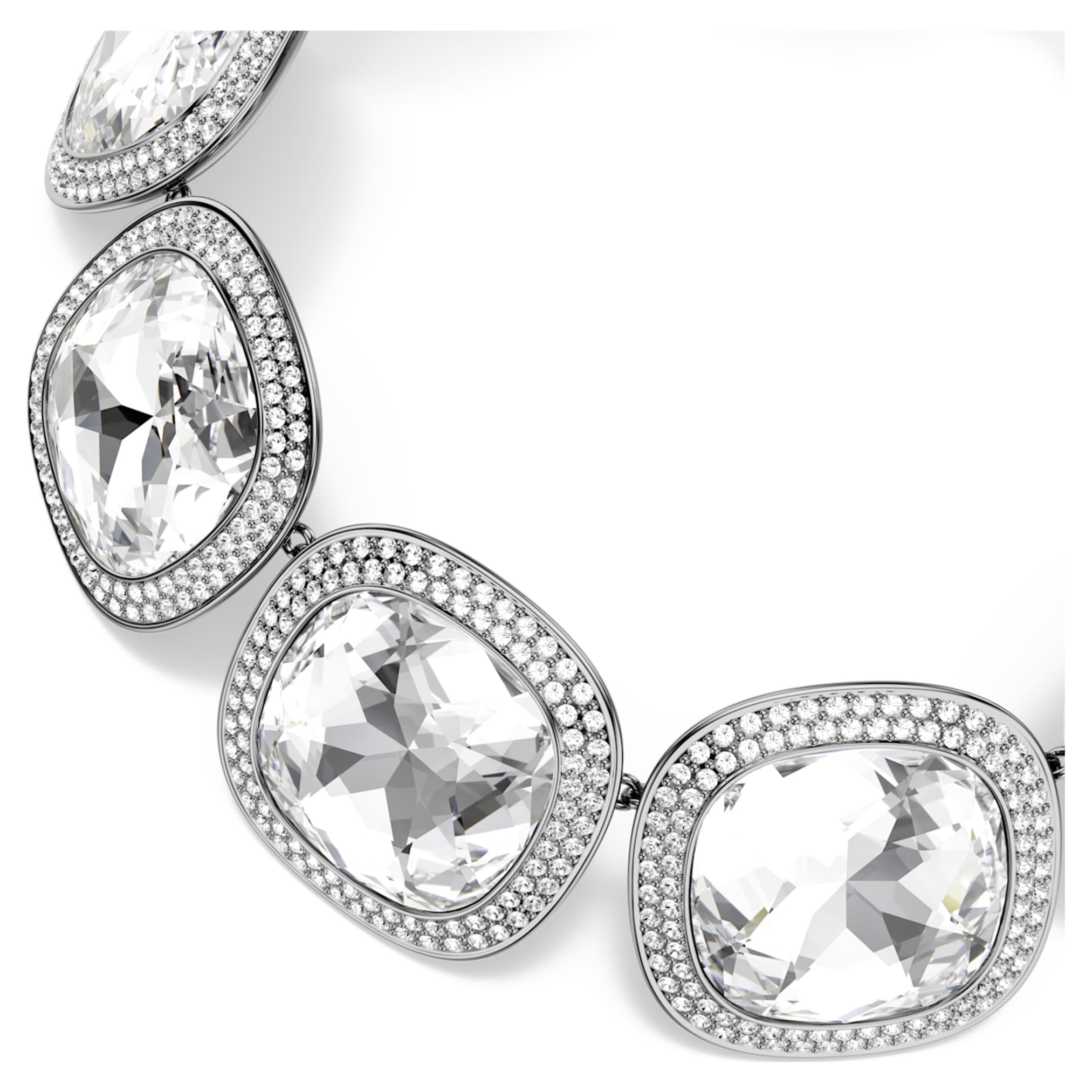 Swarovski Una Angelic choker Cushion cut, White, Ruthenium plated