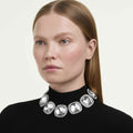 Swarovski Una Angelic choker Cushion cut, White, Ruthenium plated